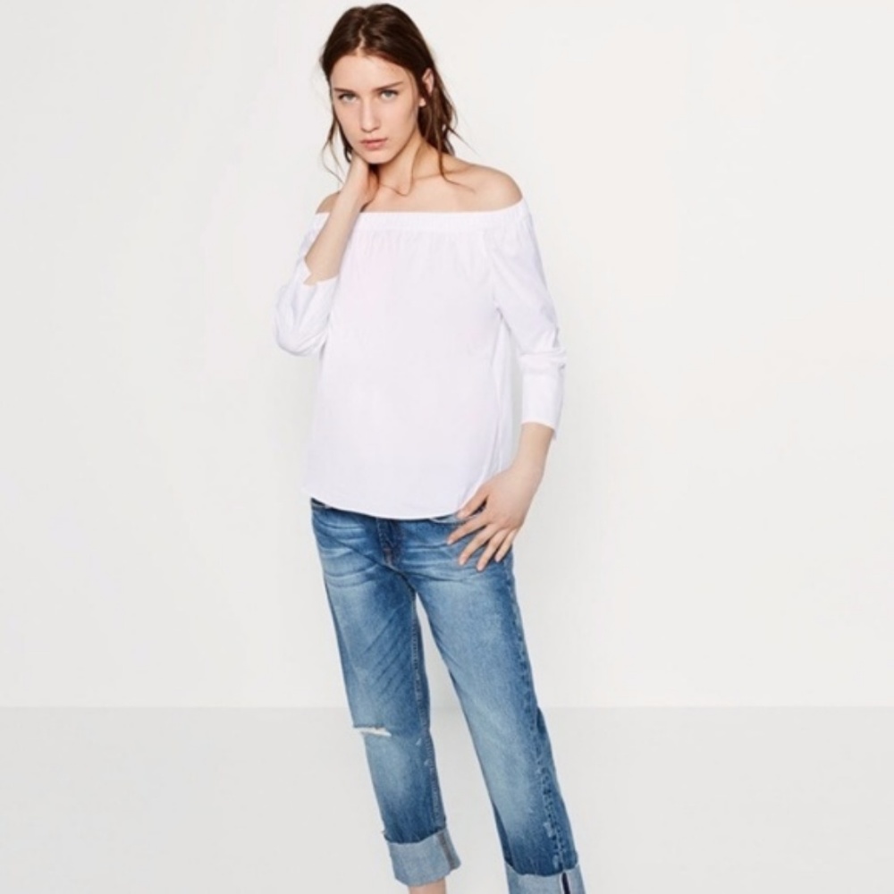 Zara Off-Shoulder Poplin Top